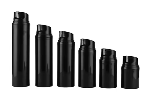 30ml 50ml 80ml 100ml 150ml로션 세럼 진공 포장 병용 투명한 검정색 캡이있는 플라스틱 PP 에어리스 펌프 병