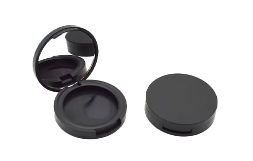 라운드 매트 블랙 컨실러 커스텀 프라이빗 라벨 아이 섀도우 팔레트 59mm 컴팩트 프레스드 파우더 케이스 (거울 포함)