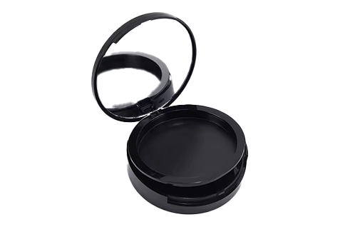 싱글 컬러 더블 레이어 매트 블랙 메이크업 블러셔 케이스 59mm 라운드 컴팩트 파우더 (거울 & 퍼프 포함)